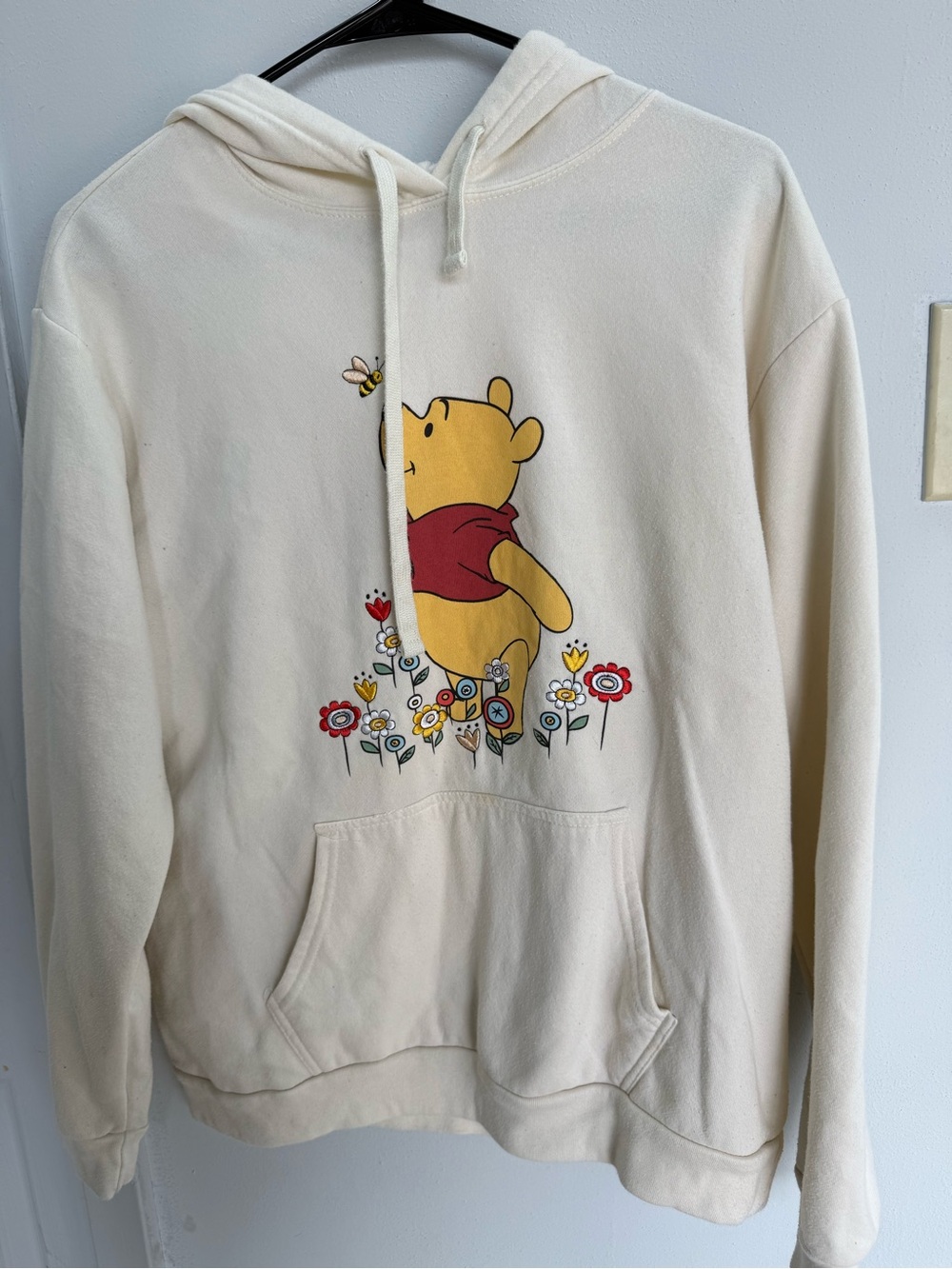 Disney Winnie the Pooh Cream Crewneck Sweatshirt with Floral Graphic